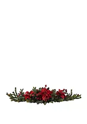 Nearly Natural Poinsettia & Berry Centerpiece