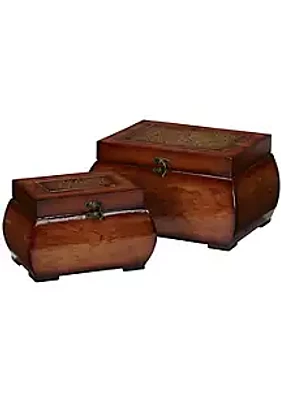 Nearly Natural Decorative Lacquered Wood Chests (Set of 2)