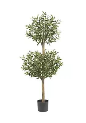 Nearly Natural 4.5' Olive Double Topiary Silk Tree