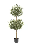 Nearly Natural 4.5' Olive Double Topiary Silk Tree