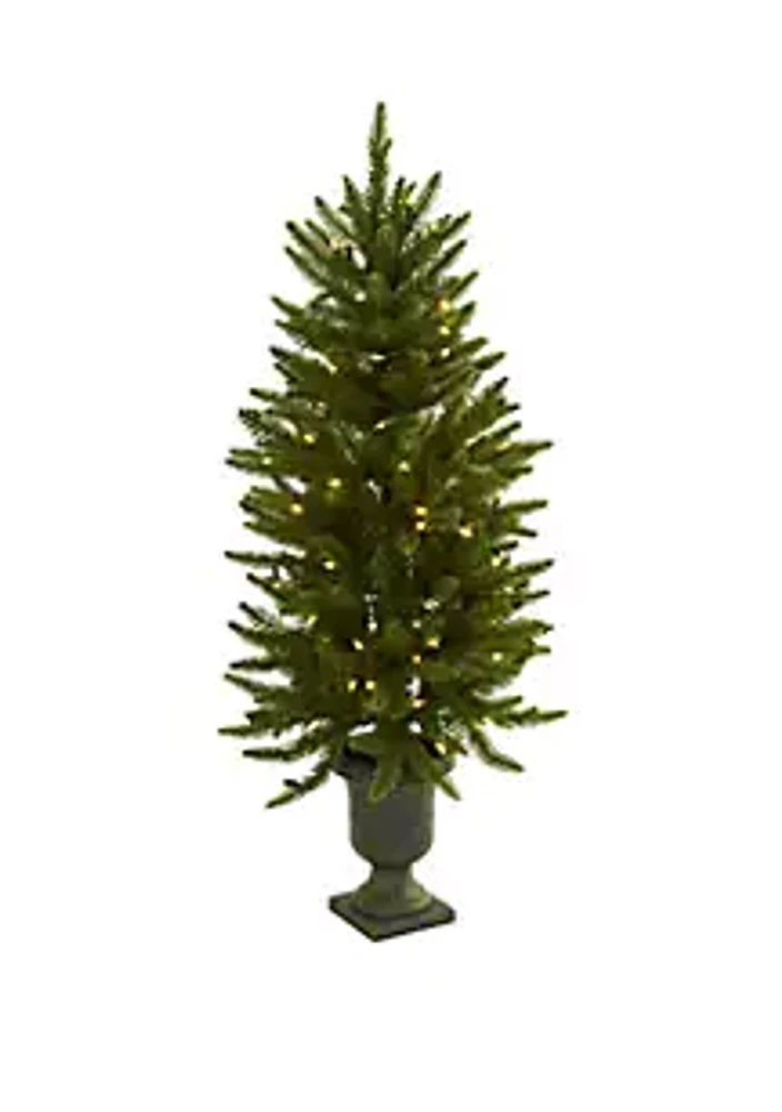 Nearly Natural 4 Ft Christmas Tree with Urn and Clear Lights