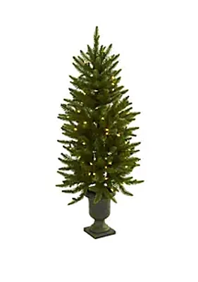 Nearly Natural 4 Ft Christmas Tree with Urn and Clear Lights