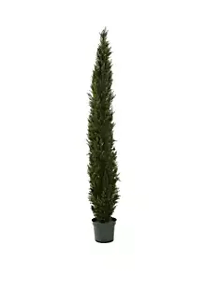 Nearly Natural 8 ft Mini Cedar Pine Tree with 4249 tips in 12 in Pot (Two Tone Green)