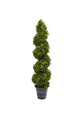 Nearly Natural Boxwood Spiral Topiary with Planter (Indoor/Outdoor)