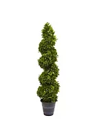 Nearly Natural Boxwood Spiral Topiary with Planter (Indoor/Outdoor)