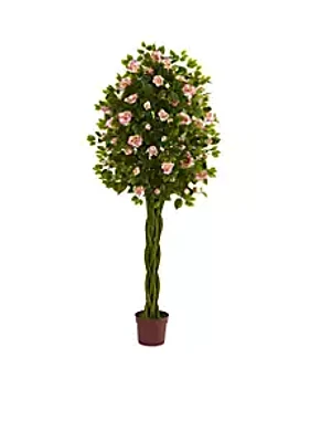 Nearly Natural Rose Artificial Tree with Woven Trunk