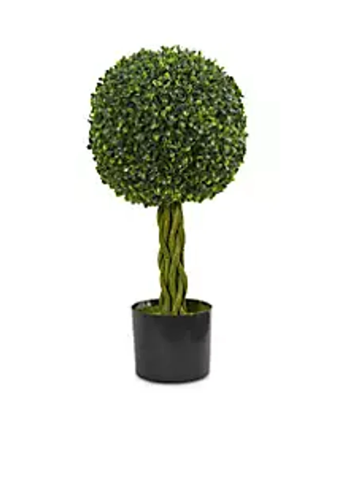 Nearly Natural Boxwood Ball with Woven Trunk Artificial Tree
