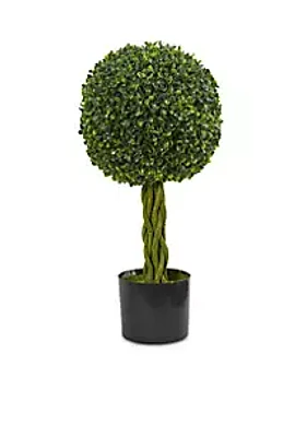 Nearly Natural Boxwood Ball with Woven Trunk Artificial Tree