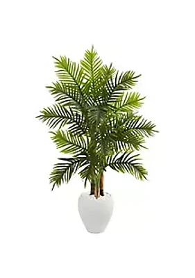 Nearly Natural 5-Foot Areca Palm Artificial Tree in White Planter (Real Touch)