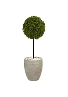 Nearly Natural 3-Foot Boxwood Ball Topiary Artificial Tree in Oval Planter UV Resistant (Indoor/Outdoor)