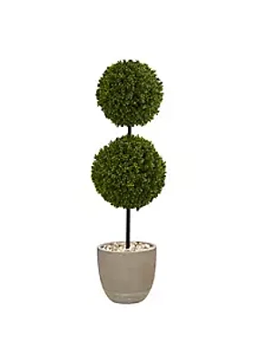 Nearly Natural 4-Foot Boxwood Double Ball Topiary Artificial Tree in Oval Planter UV Resistant (Indoor/Outdoor)
