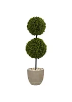 Nearly Natural 4-Foot Boxwood Double Ball Topiary Artificial Tree in Oval Planter UV Resistant (Indoor/Outdoor)