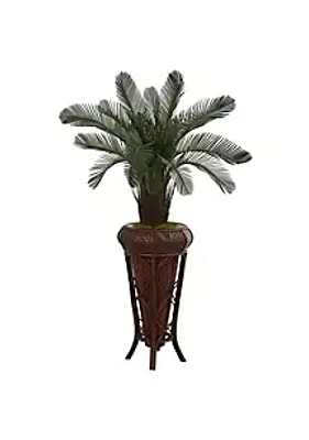 Nearly Natural 4-Foot Cycas Artificial Tree in Decorative Stand UV Resistant (Indoor/Outdoor)