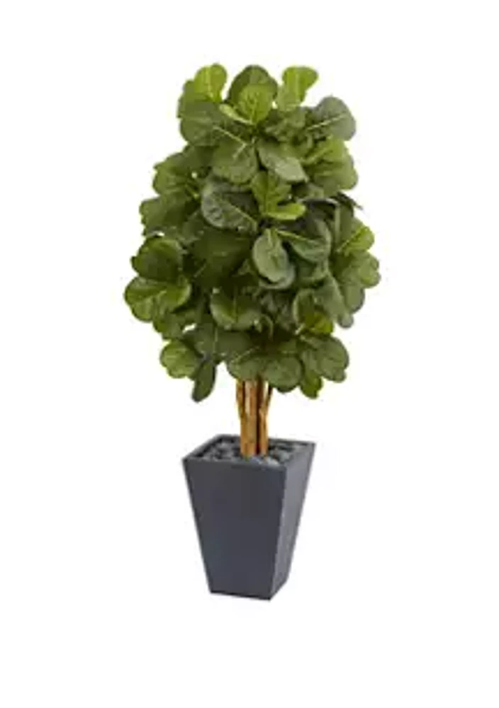 Nearly Natural 5.5 Foot Fiddle Leaf Artificial Tree in Slate Planter