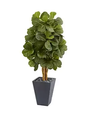 Nearly Natural 5.5 Foot Fiddle Leaf Artificial Tree in Slate Planter