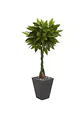 Nearly Natural 5-Foot Money Artificial Tree in Slate Planter (Real Touch)