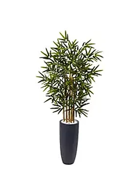 Nearly Natural -Foot Bamboo Artificial Tree in Gray Cylinder Planter