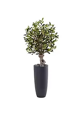 Nearly Natural 3.5-Foot Olive Artificial Tree in Gray Cylinder Planter