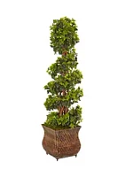 Nearly Natural English Ivy Spiral Tree in Metal Planter,  Indoor/Outdoor