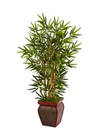 Nearly Natural Bamboo Tree in Wooden Decorative Planter