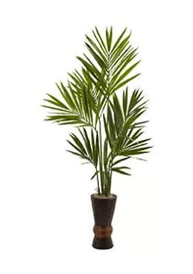 Nearly Natural Kentia Tree with Bamboo Planter