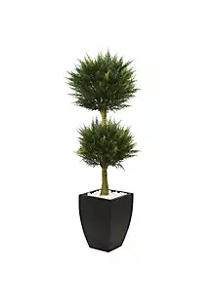 Nearly Natural 4.5-Foot Cypress Topiary with Black Planter, UV Resistant (Indoor/Outdoor)