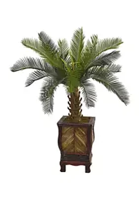 Nearly Natural Cycas Tree in Wood Planter