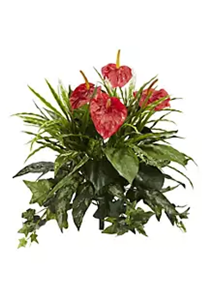 Nearly Natural 24-Inch Mixed Anthurium Artificial Plant (Set of 2)