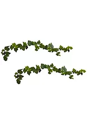 Nearly Natural 6-Foot Grape Leaf Deluxe Garland with Grapes (Set of 2)