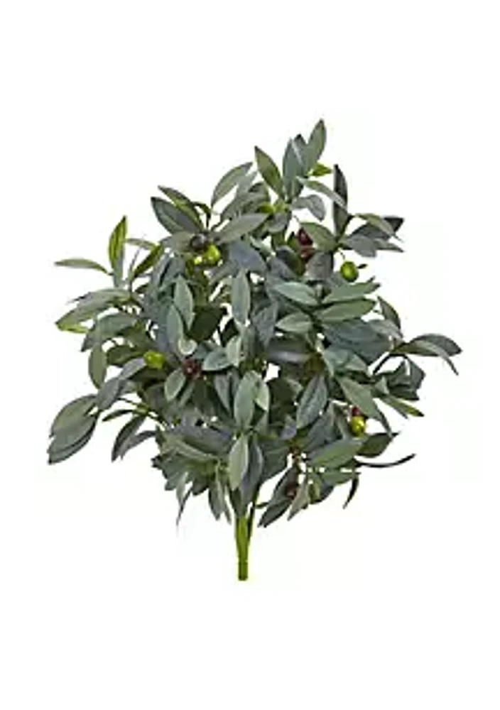 Nearly Natural 21-Inch Olive Bush with Berries Artificial Plant (Set of 3)