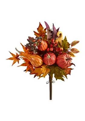 Nearly Natural 20 Inch Pumpkin and Maple Leaf Artificial Flower Bouquet (Set of 2)