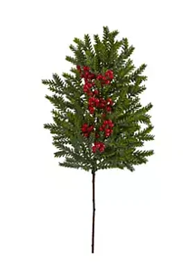 Nearly Natural 34 Inch Pine and Berries Artificial Hanging Plant - Set of 3