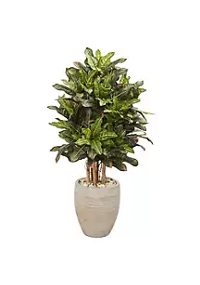 Nearly Natural 3.5-Foot Croton Artificial Plant in Sand Colored Planter