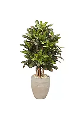 Nearly Natural 3.5-Foot Croton Artificial Plant in Sand Colored Planter