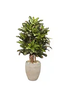 Nearly Natural 3.5-Foot Croton Artificial Plant in Sand Colored Planter