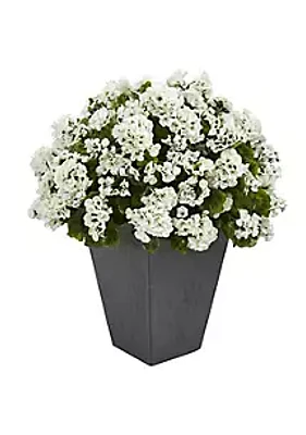 Nearly Natural Geranium Artificial Plant in Slate Planter UV Resistant (Indoor/Outdoor)