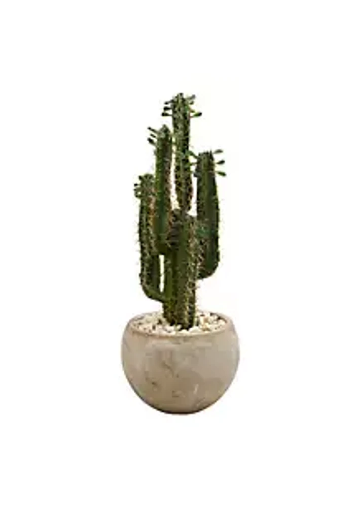 Nearly Natural 2.5-Foot Cactus Artificial Plant in Bowl Planter