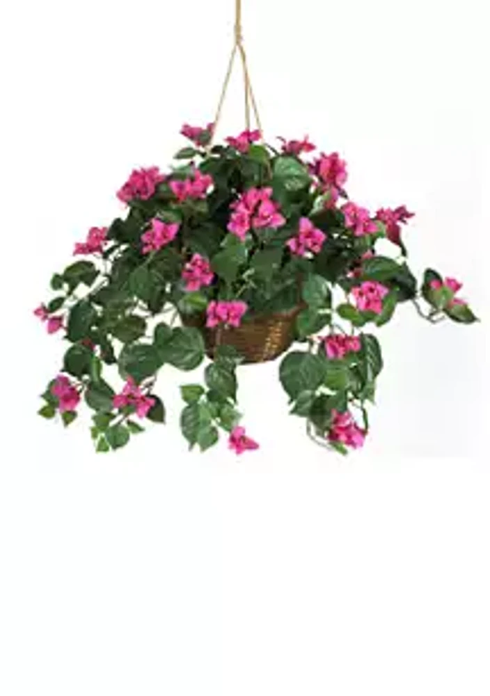 Nearly Natural Bougainvillea Hanging Basket Silk Plant