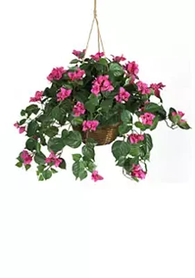 Nearly Natural Bougainvillea Hanging Basket Silk Plant