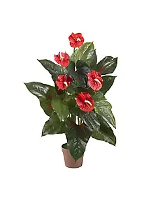 Nearly Natural 3' Anthurium Silk Plant (Real Touch)