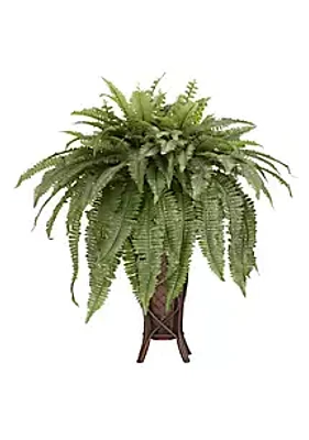 Nearly Natural Boston Fern Silk Plant with Stand
