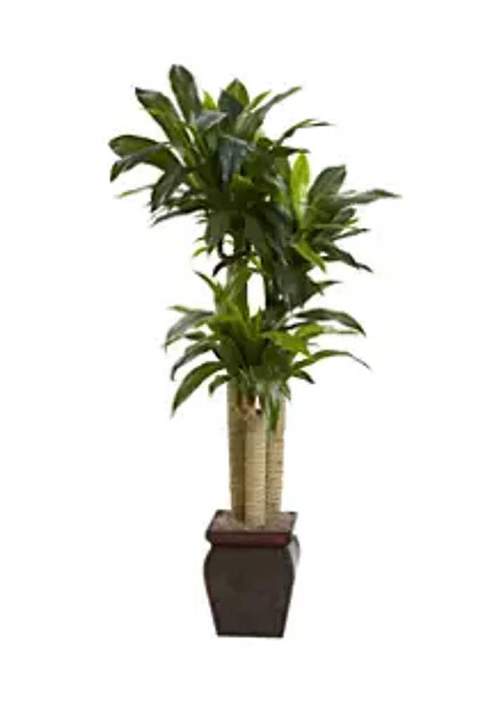 Nearly Natural Cornstalk Dracaena Silk Plant with Vase