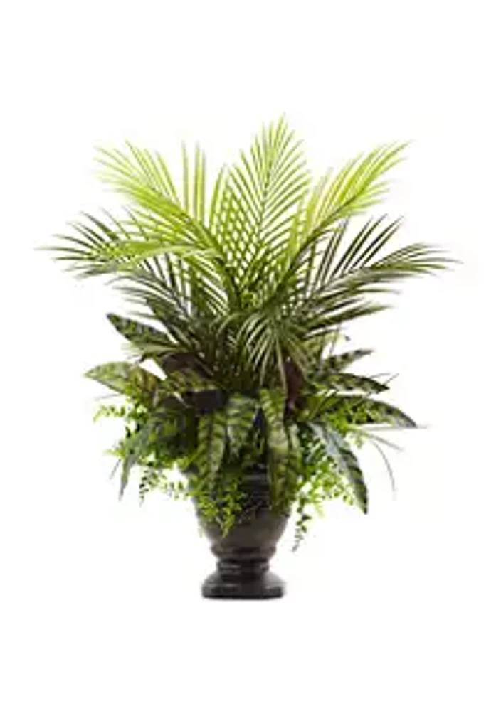 Nearly Natural Assorted  Areca Palm, Fern and Peacock with Planter