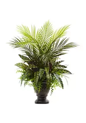 Nearly Natural Assorted  Areca Palm, Fern and Peacock with Planter
