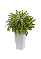 Nearly Natural Aglaonema Artificial Plant with White Decorative Planter