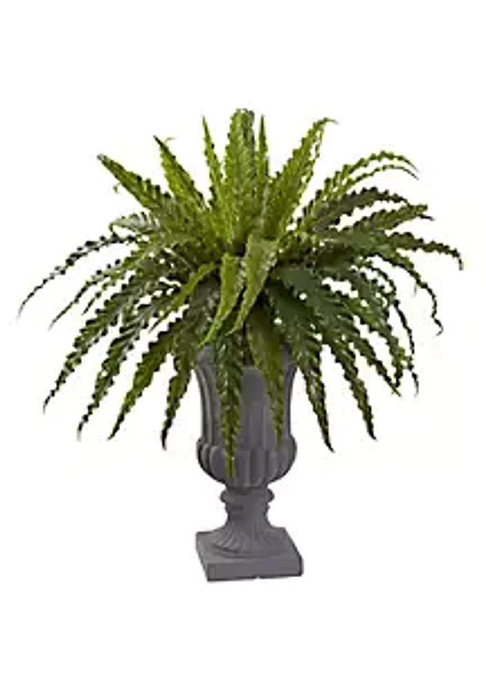 Nearly Natural 30-Inch Birds nest Fern Artificial Plant with Urn
