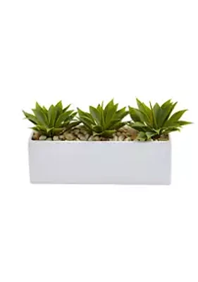 Nearly Natural Agave Succulent in Rectangular Planter