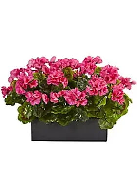 Nearly Natural Geranium Silk Plant in Rectangular Planter, UV Resistant (Indoor/Outdoor)