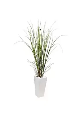 Nearly Natural Bamboo Grass Artificial Plant in White Tower Ceramic