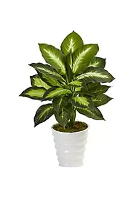 Nearly Natural Dieffenbachia Artificial Plant in Swirl Planter